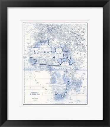 Framed Africa in Shades of Blue Print