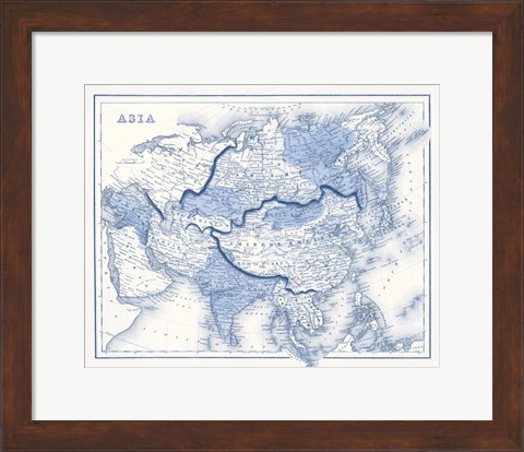 Framed Asia in Shades of Blue Print