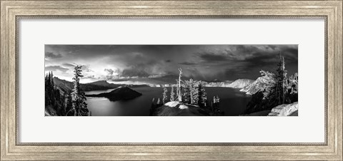 Framed Crater Lake Black &amp; White Print
