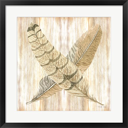 Framed Feathers Crossed I Print