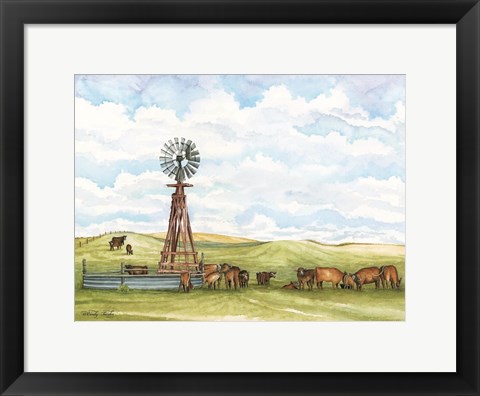 Framed Pasture Cows Print