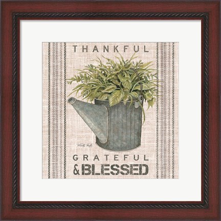 Framed Galvanized Watering Can Blessed Print