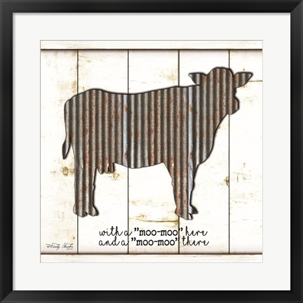 Framed Metal Cow Print