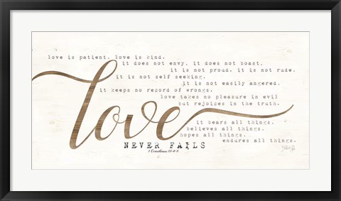 Framed Love Never Fails Print