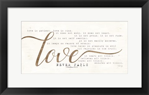 Framed Love Never Fails Print