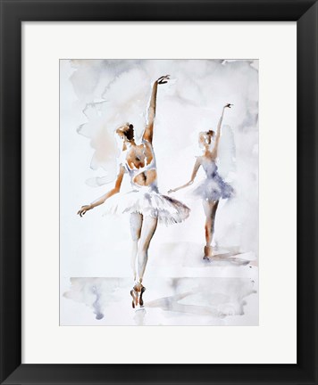 Framed Ballerina In Blue Print