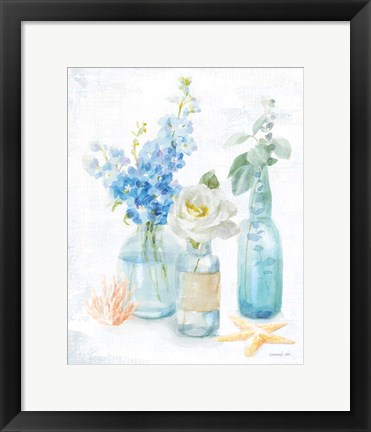Framed Beach Cottage Florals II Print