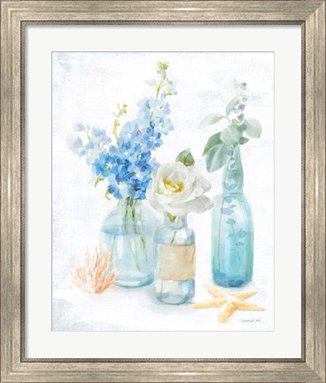 Framed Beach Cottage Florals II Print