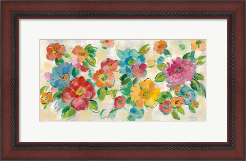Framed Playful Floral Trio I Print
