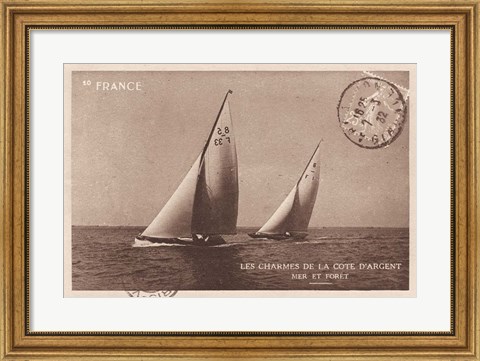 Framed Vintage Sailing I Sepia Print