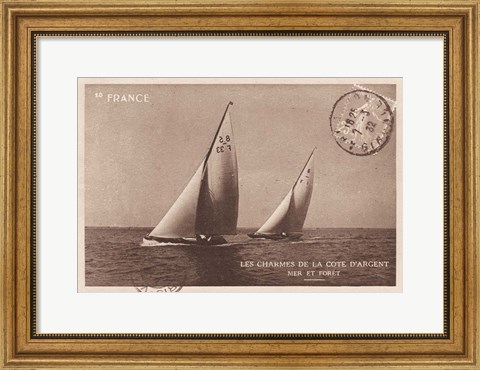 Framed Vintage Sailing I Sepia Print