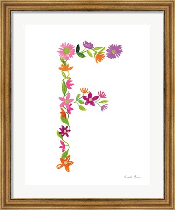 Framed Floral Alphabet Letter VI Print