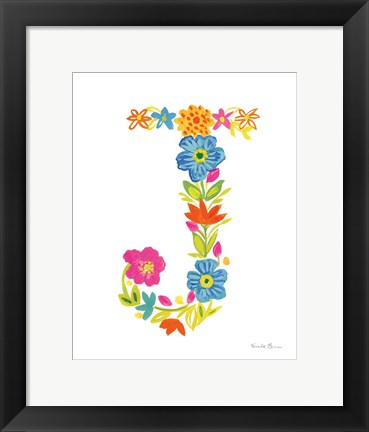 Framed Floral Alphabet Letter X Print