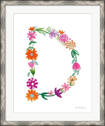 Framed Floral Alphabet Letter IV Print