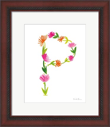 Framed Floral Alphabet Letter XVI Print