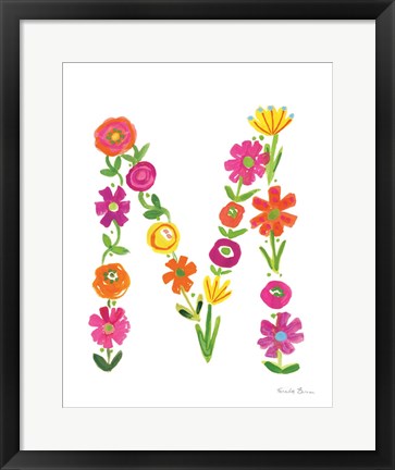 Framed Floral Alphabet Letter XIII Print