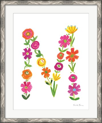 Framed Floral Alphabet Letter XIII Print