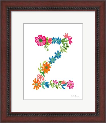 Framed Floral Alphabet Letter XXVI Print