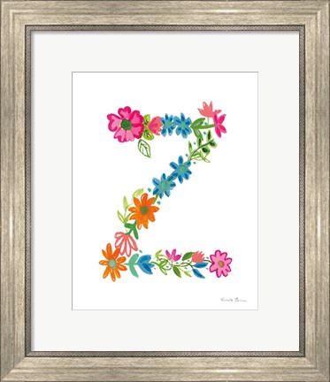 Framed Floral Alphabet Letter XXVI Print