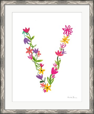Framed Floral Alphabet Letter XXII Print