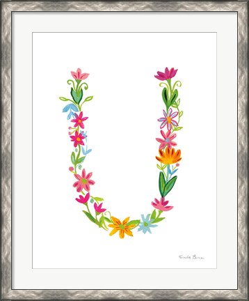 Framed Floral Alphabet Letter XXI Print
