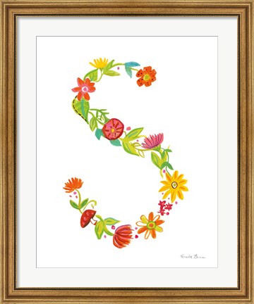 Framed Floral Alphabet Letter XIX Print