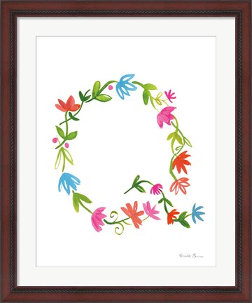 Framed Floral Alphabet Letter XVII Print