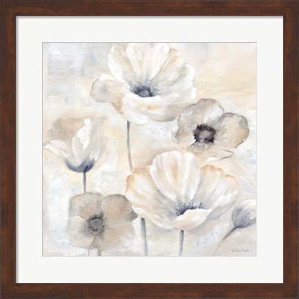 Framed Gray Poppy Garden I Print