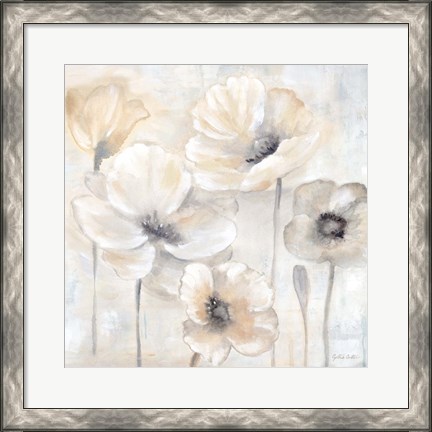 Framed Gray Poppy Garden II Print