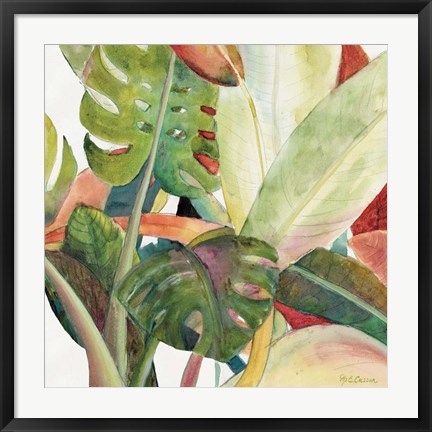 Framed Tropical Lush Garden square I Print