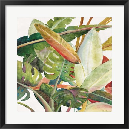 Framed Tropical Lush Garden Square II Print