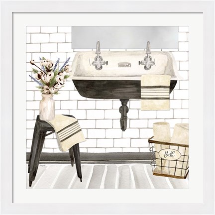 Framed Farmhouse Bath II Sink Print