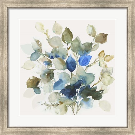 Framed Blue Leaves II Print