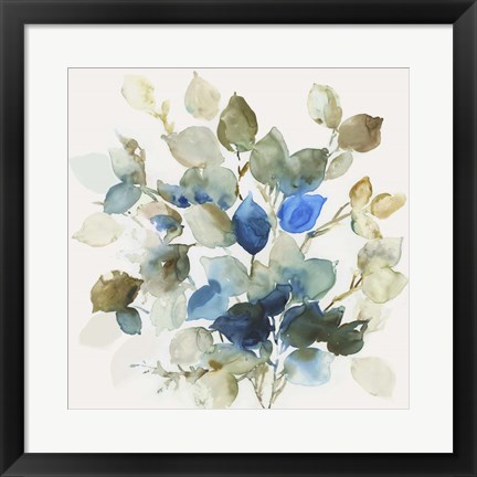 Framed Blue Leaves II Print