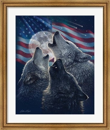 Framed Wolf Trinity Patriotic Print