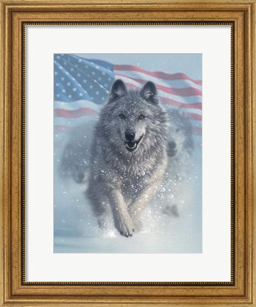 Framed Running Wolves America Print