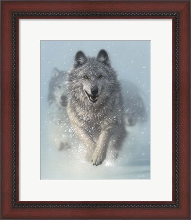 Framed Running Wolves - Snow Plow Print