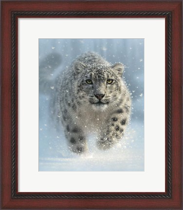 Framed Snow Leopard - Snow Ghost - Vertical Print