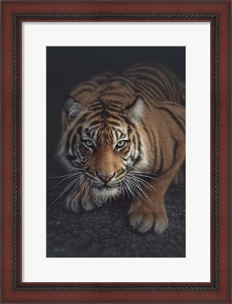 Framed Crouching Tiger - Vertical Print