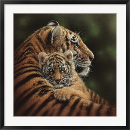 Framed Tiger Mother and Cub - Cherished Print