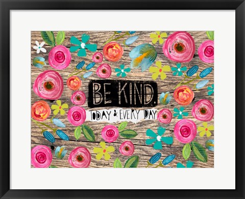 Framed Be Kind Wood Background Print