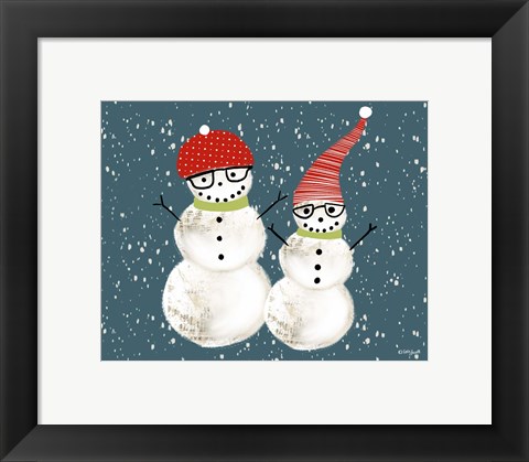 Framed Pair of Snowmen Print