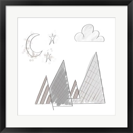 Framed Moon and Mountains Print