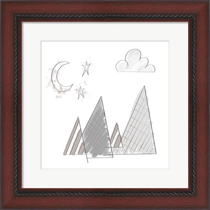 Framed Moon and Mountains Print