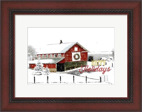 Framed Happy Holidays Barn Print