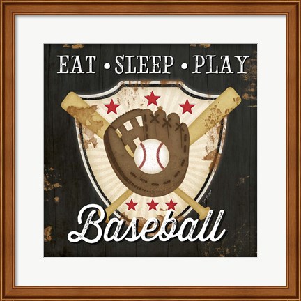 Framed Eat, Sleep, Play, Baseball Print