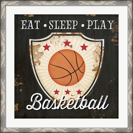 Framed Eat, Sleep, Play, Basketball Print