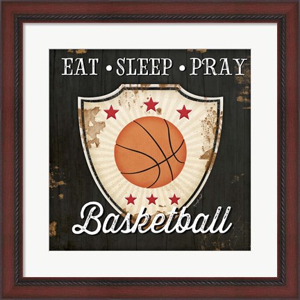 Framed Eat, Sleep, Pray, Basketball Print