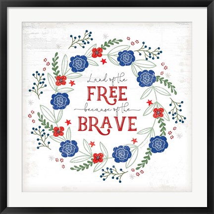 Framed Land of the Free - Floral Print