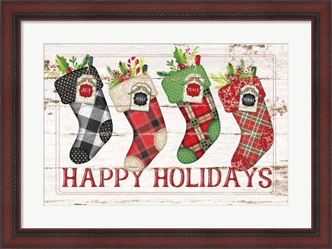 Framed Happy Stockings Print